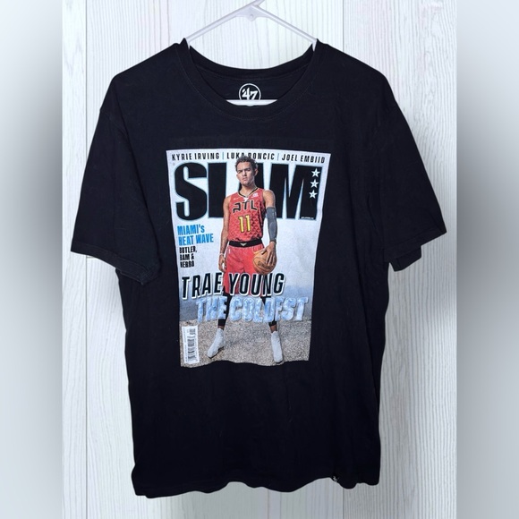 '47 BRAND x SLAM MAGAZINE Mens Black Trae Young Atlanta Hawks Graphic Tee - Picture 3 of 10